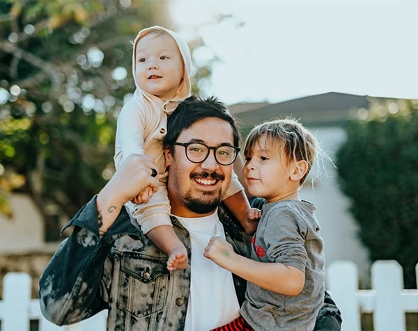 man with his kids