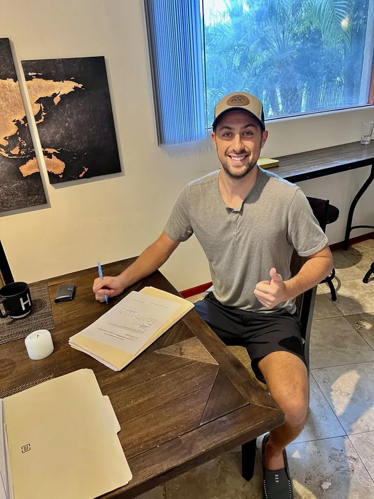 James at his desk