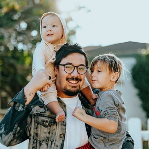 man with his kids