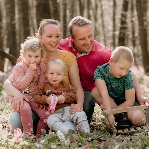 family in forest